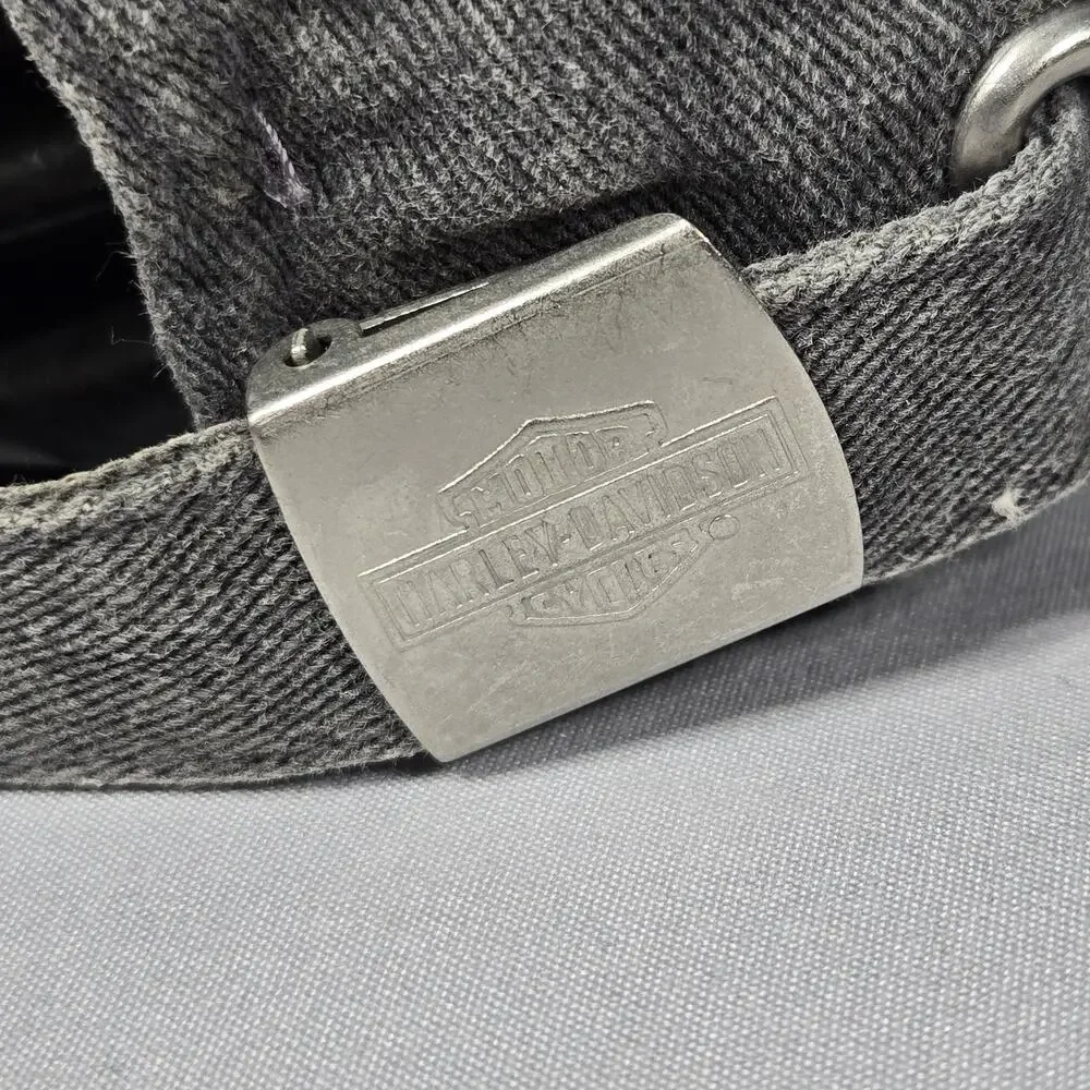 Harley Davidson Hat Gray Strapback Cap Motorcycle Embroidered Distressed Biker - Picture 5 of 8